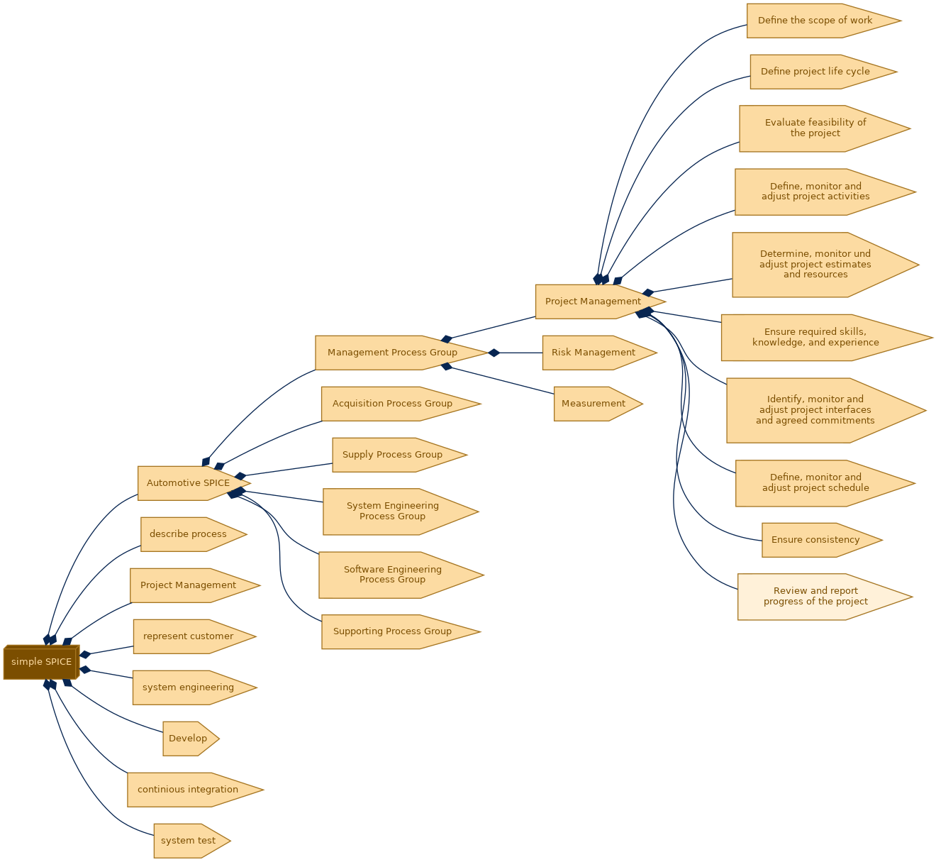 spem diagram of the activity breakdown: Review and report progress of the project